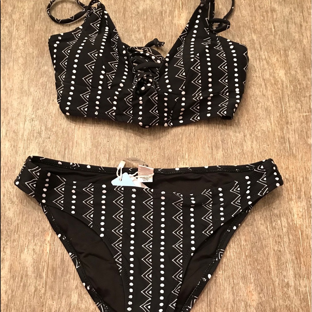 Tribal print bikini set.